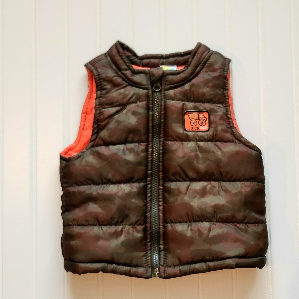 🍁Host Pick!🍁 LN Healthtex Baby Brown Camouflage Puffer Vest with Orange Patch